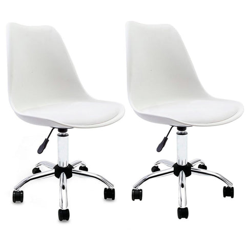Conjunto 2 Cadeira Saarinen Office Cromada Branca - Mollie