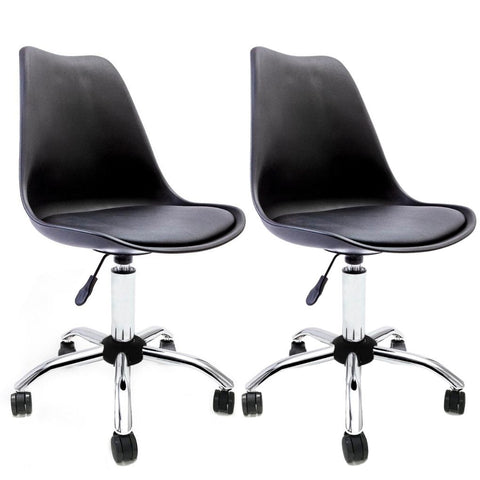 Conjunto 2 Cadeira Saarinen Office Cromada Preta - Mollie