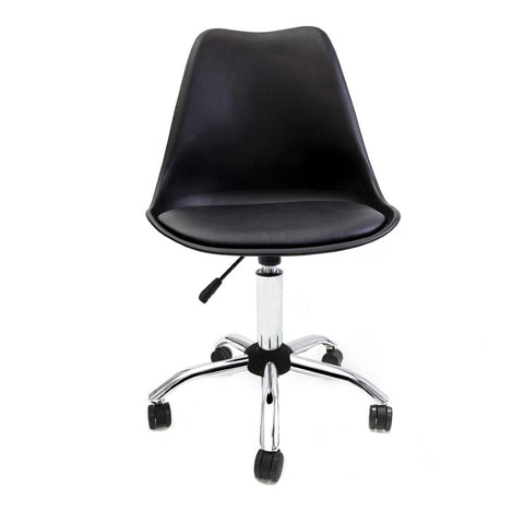 Conjunto 2 Cadeira Saarinen Office Cromada Preta - Mollie