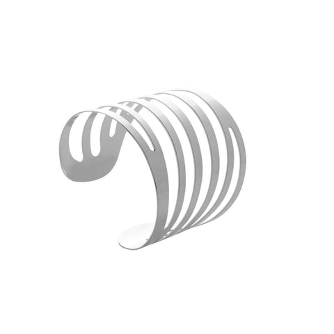 4 Anéis para Guardanapo Curves de Aço Prateado - Lyor