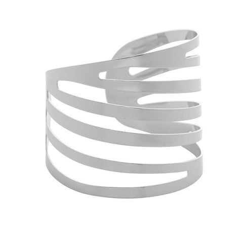 4 Anéis para Guardanapo Curves de Aço Prateado - Lyor
