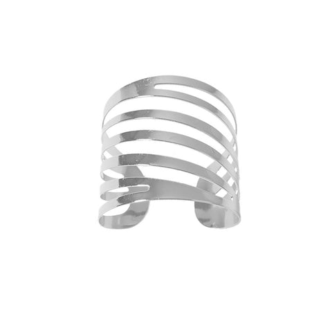 4 Anéis para Guardanapo Curves de Aço Prateado - Lyor