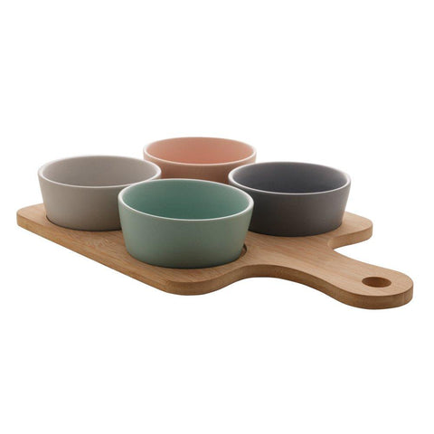 Petisqueira de Ceramica com Bandeja Natural 21x32cm - Lyor