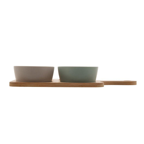 Petisqueira de Ceramica com Bandeja Natural 21x32cm - Lyor
