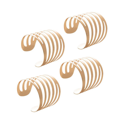 4 Anéis para Guardanapo Curves de Aço Dourado - Lyor