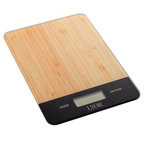 Balança de Cozinha Digital de Vidro e Bambu 5kg