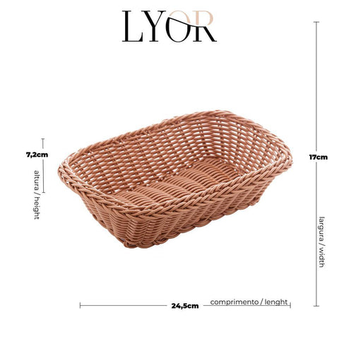 Cesta Retangular de Rattan Plástico 24cm
