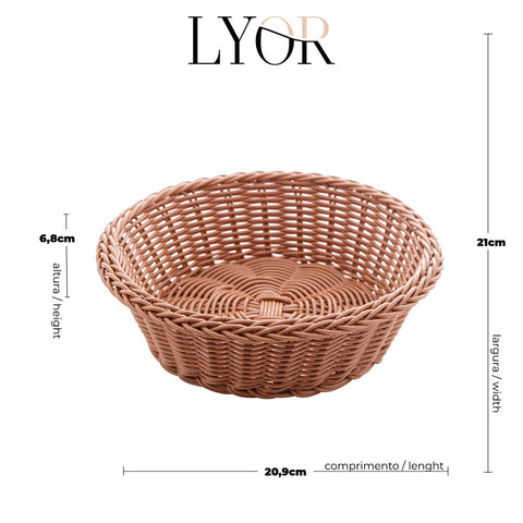 Cesta Redonda de Rattan Plástico 21cm
