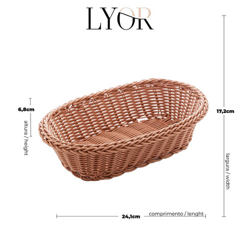 Cesta Oval de Rattan Plástico 24cm