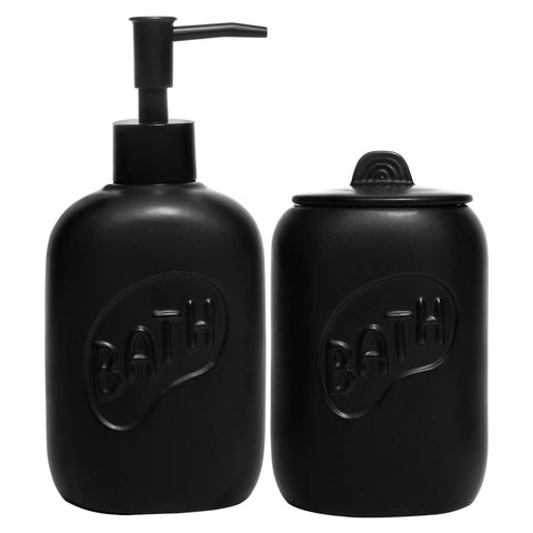 Conjunto 2 Peças para Banheiro de Cerâmica Letters Preto