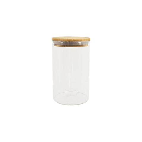 Pote de Vidro e Bambu Circular 1100ml - Oikos