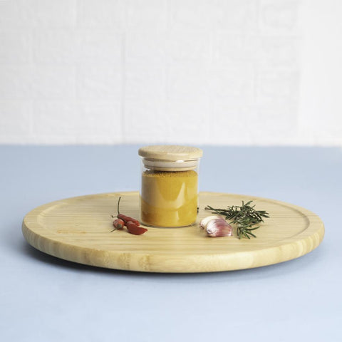 Pote de Vidro e Bambu Circular 200ml - Oikos