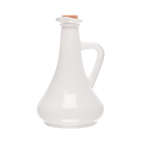Garrafa para Azeite de Vidro Pintado Branco com Tampa 250ml