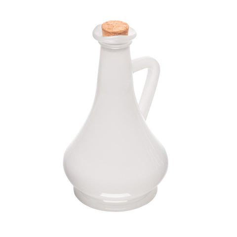 Garrafa para Azeite de Vidro Pintado Branco com Tampa 250ml