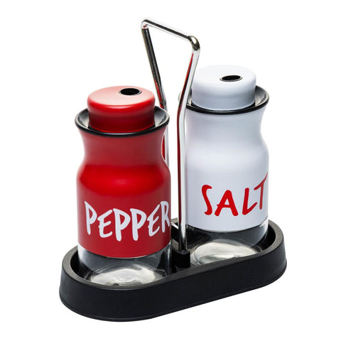 Kit 3 Pçs Saleiro e Pimenteiro com Suporte 130ml Vidro