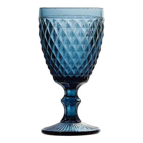6 Taças para Água Bico de Abacaxi de Vidro Azul 325ml -Lyor