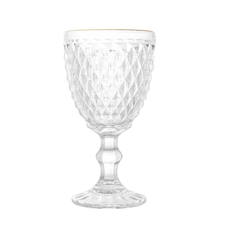 Taça para Água Bico de Abacaxi de Vidro Fio de Ouro - Lyor