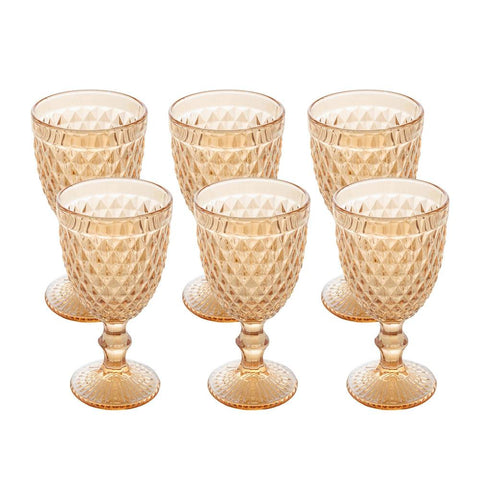 6 Taças para Água Bico de Abacaxi de Vidro Âmbar 325ml - Lyor