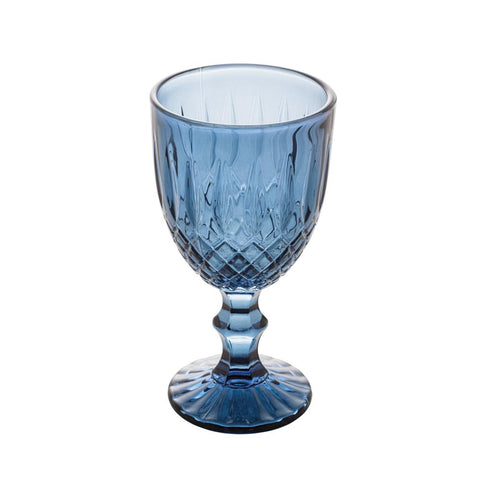 Jogo de 6 Taças de Água Wolff Greek Azul Escuro de Vidro 345ml