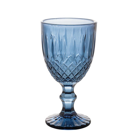 Jogo de 6 Taças de Água Wolff Greek Azul Escuro de Vidro 345ml