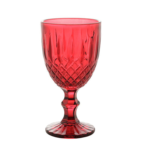 Jogo de 6 Taças de Água Wolff Greek Vermelho de Vidro 345ml