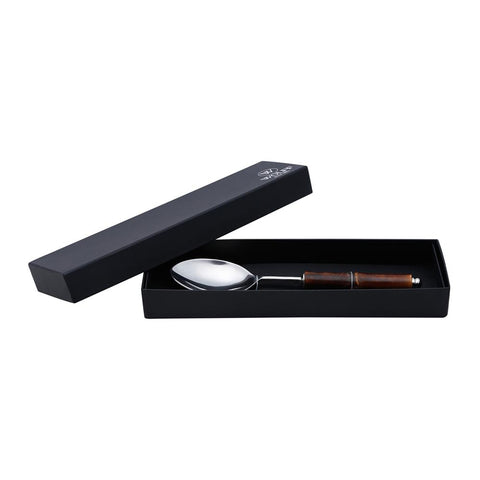 Colher para Servir Wolff com Cabo de Bambu de Aço Inox