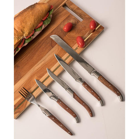Faca com Cabo de Madeira e Aço Inox Laguiole 20,5cm - Wolff