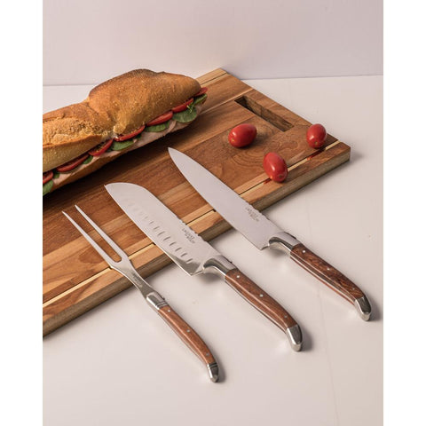 Faca Santoku Cabo de Madeira e Inox Laguiole 31,5cm - Wolff