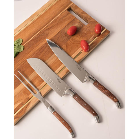 Faca Santoku Cabo de Madeira e Inox Laguiole 31,5cm - Wolff