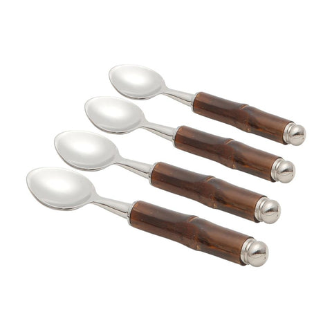 Conjunto de 4 Colheres de Café Wolff com Cabo de Bambu de Aço Inox