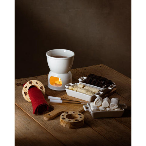 Aparelho de Fondue 4 Peças de Porcelana para Duas Pessoas Branco 400ml - Wolff