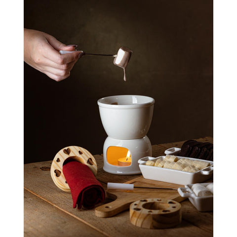 Aparelho de Fondue 4 Peças de Porcelana para Duas Pessoas Branco 400ml - Wolff