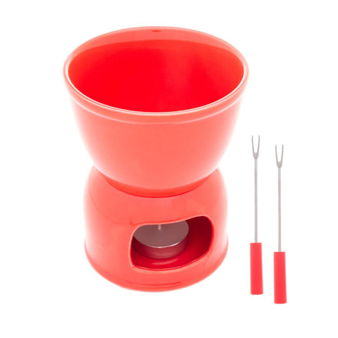 Aparelho de Fondue 4 Peças de Porcelana para Duas Pessoas Vermelho 400ml - Wolff