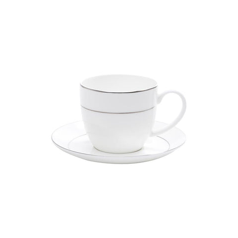 Aparelho de Jantar 42 Pçs Porcelana Borda Prateada Mônaco