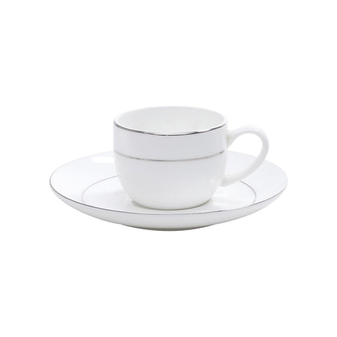 Aparelho de Jantar 42 Pçs Porcelana Borda Prateada Mônaco