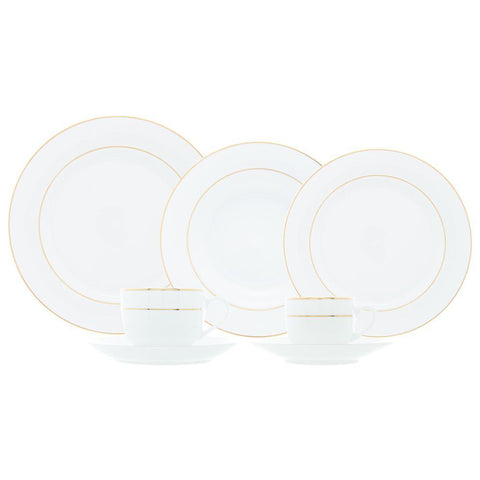 Aparelho de Jantar 42 Pçs Porcelana com Fio de Ouro Mônaco