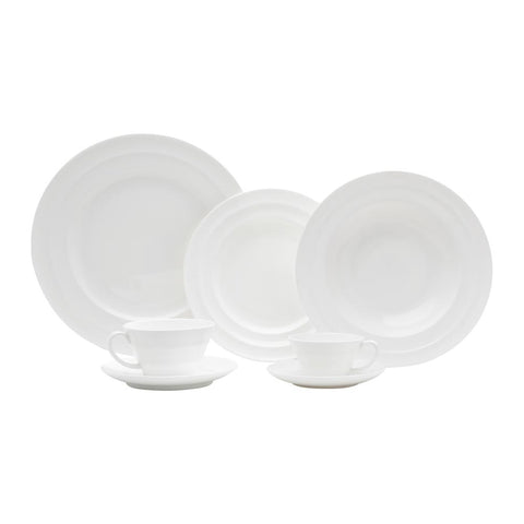 Aparelho de Jantar 42 Pçs Porcelana New Bone Bambu Branco