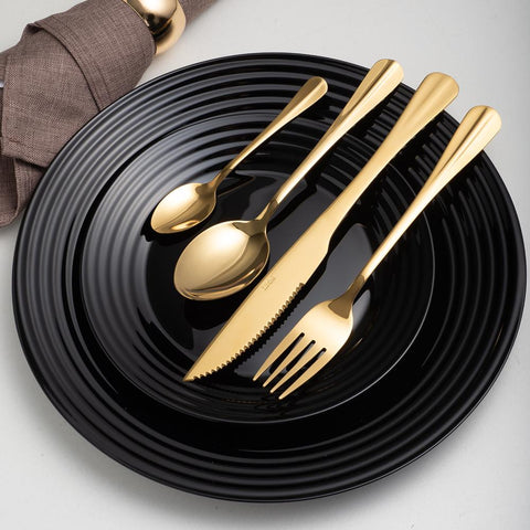 Faqueiro 24 Peças de Aço Inox Positano Dourado