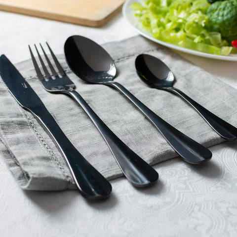 Faqueiro 24 Peças de Aço Inox Positano Preto