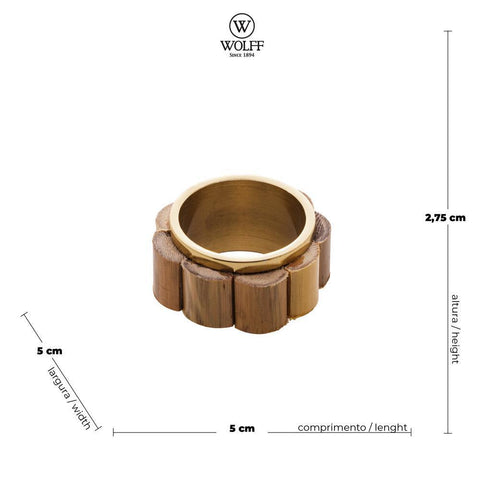 Jogo de 4 Anéis para Guardanapos Wolff Dourado de Bambu