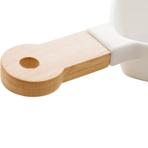 Petisqueira com Cabo Wolff Branco Matt de Porcelana 36cm