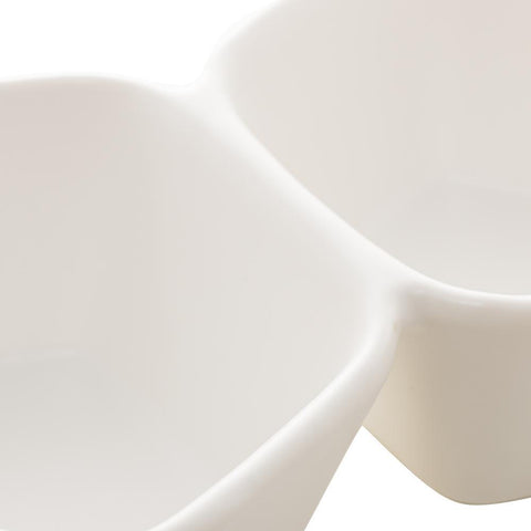 Petisqueira com Cabo Wolff Branco Matt de Porcelana 36cm