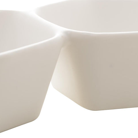 Petisqueira com Cabo Wolff Branco Matt de Porcelana 36cm