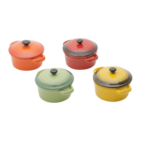 4 Mini Panelas de Porcelana Tampa Coloridas - Wolff