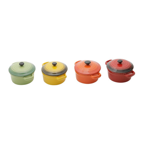 4 Mini Panelas de Porcelana Tampa Coloridas - Wolff