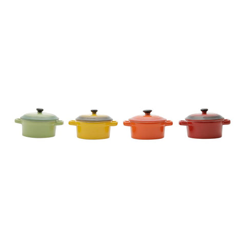 4 Mini Panelas de Porcelana Tampa Coloridas - Wolff
