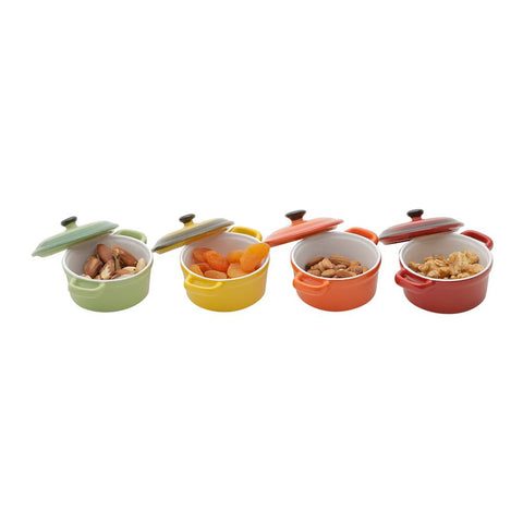 4 Mini Panelas de Porcelana Tampa Coloridas - Wolff