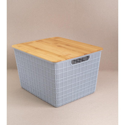 Caixa Organizadora Com Tampa De Bambu 35x22 - Oikos