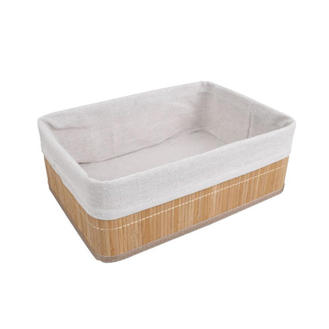 Cesto Retangular De Bambu Com Forro 29Cm - Oikos