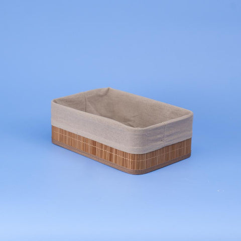 Cesto Retangular De Bambu Com Forro 29Cm - Oikos